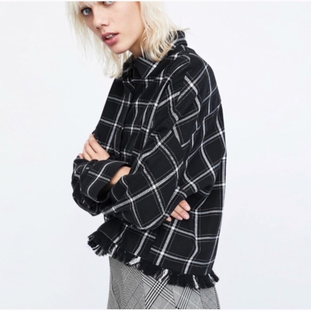 NWOT Zara Fringe Flannel
